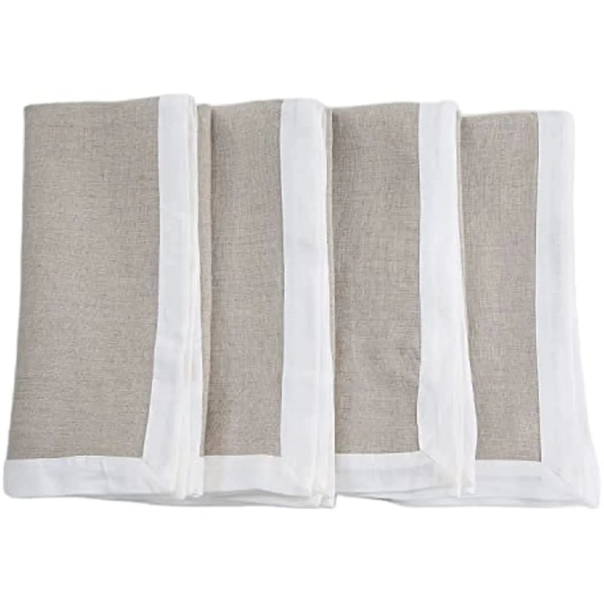 Amazhiyu 100% Linen Border Cloth Dinner Napkins, Placemats, Table Runner