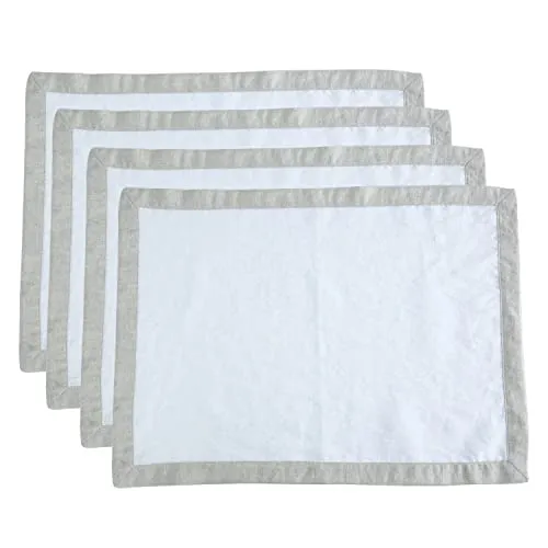 Amazhiyu 100% Linen Border Cloth Dinner Napkins, Placemats, Table Runner