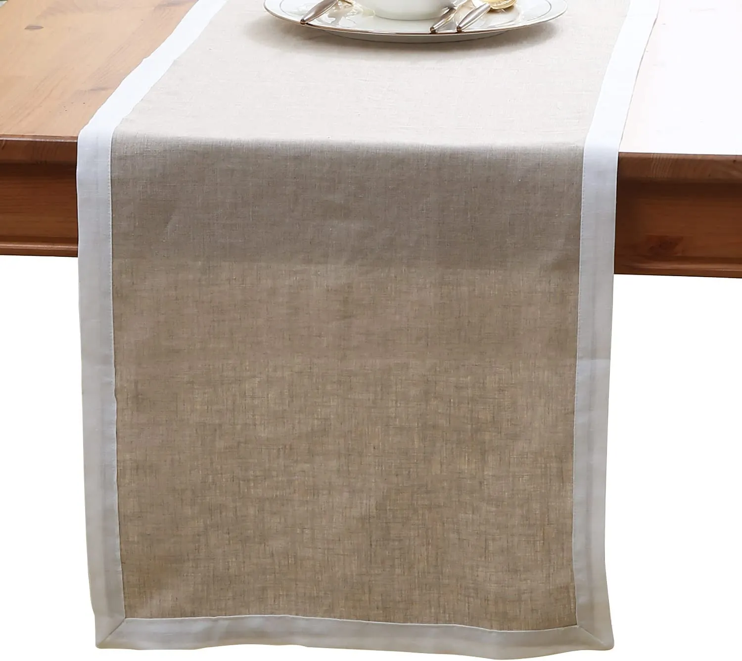 Amazhiyu 100% Linen Border Cloth Dinner Napkins, Placemats, Table Runner