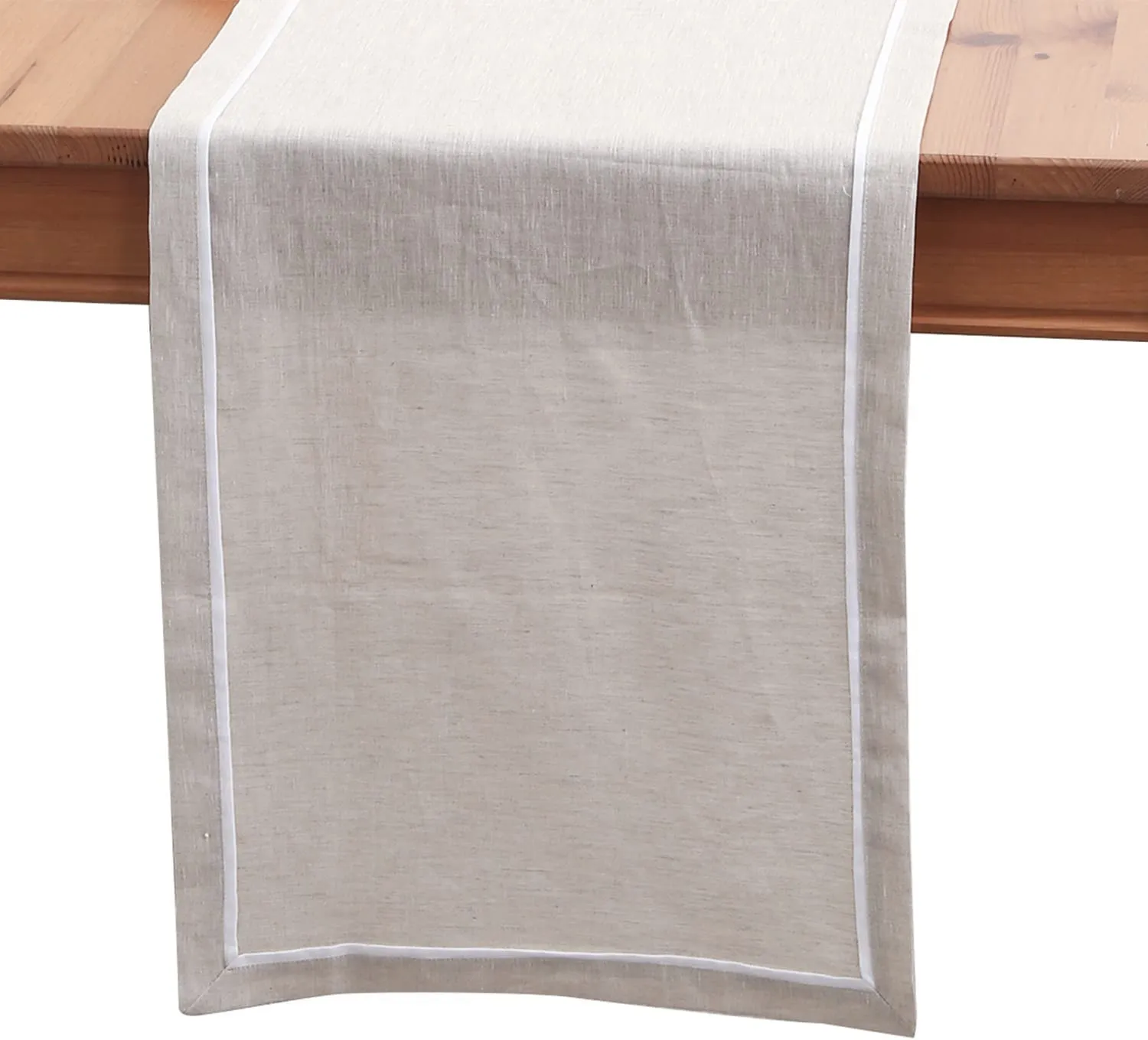 Amazhiyu 100% Linen Striped Border Dinner Napkins, Placemats, Table Runner
