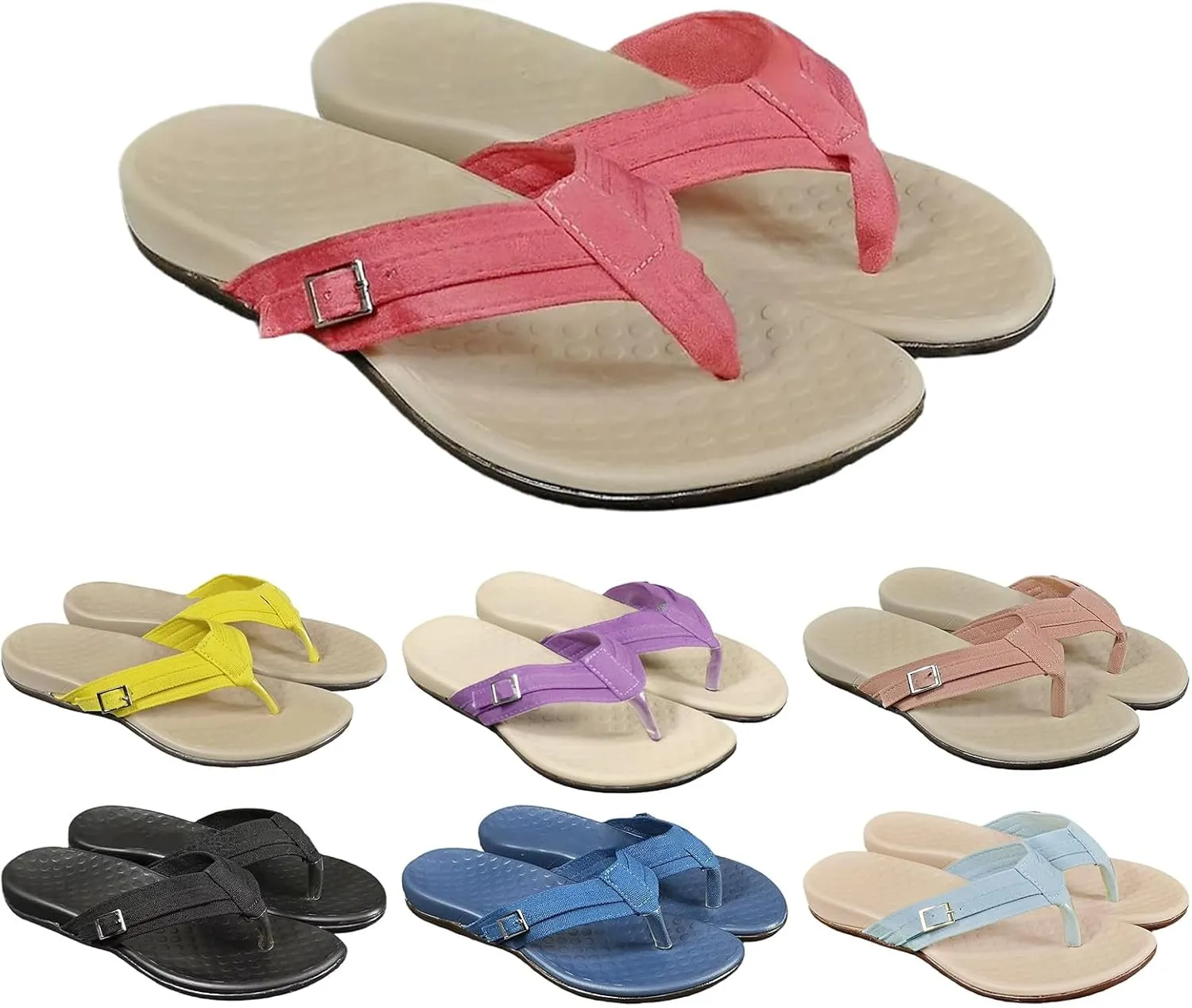 Flip Flops for Women Beach Waterproof Open Toe Slip on Slippers Summer Comfortable Casual Lightweight Basic Thongs Shower Shoes Walking Breathable Sandals