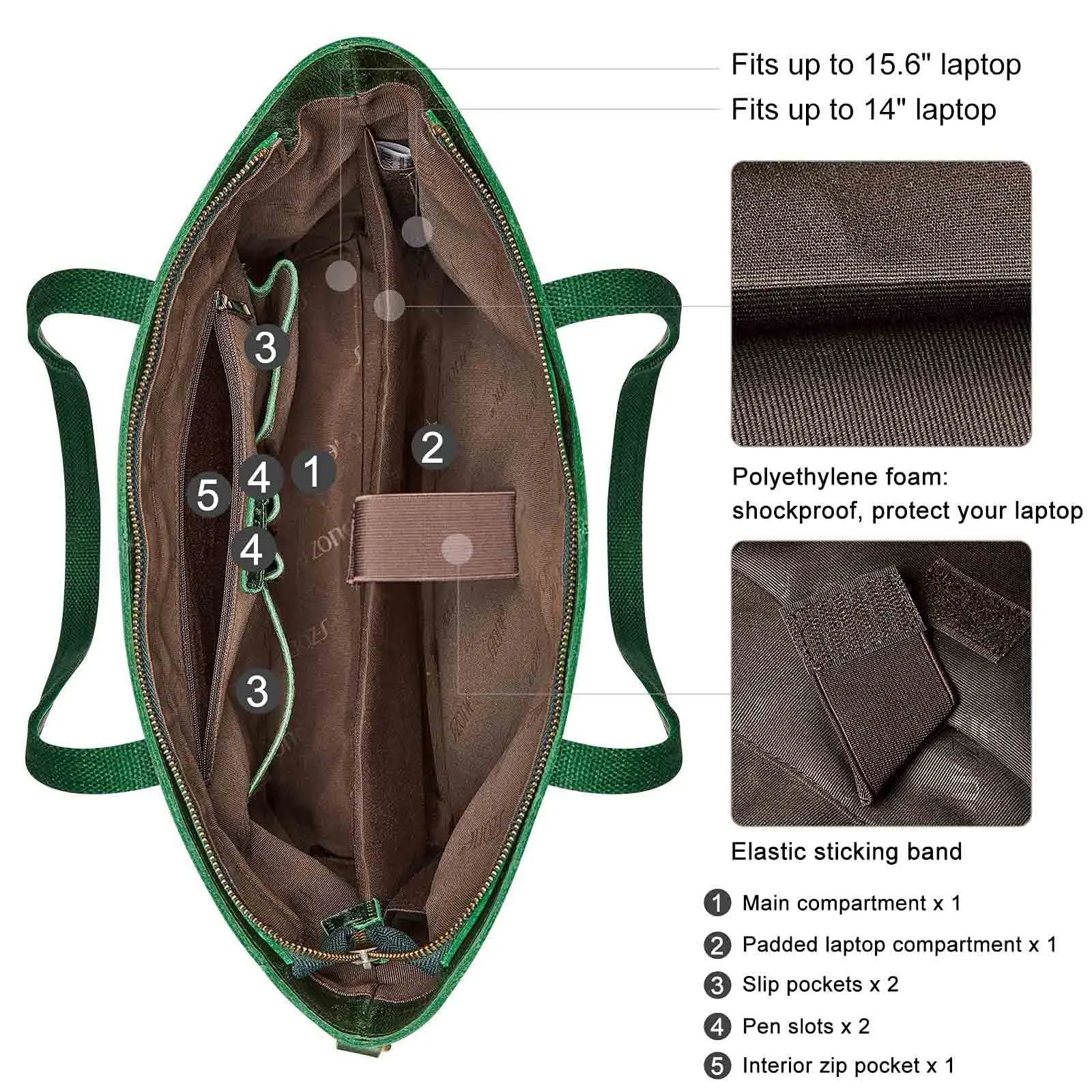 Genuine Leather Laptop Tote Bag Women