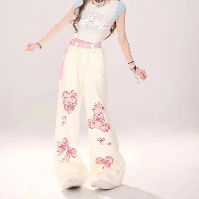 Kawaii Teddy Bear Print Pants