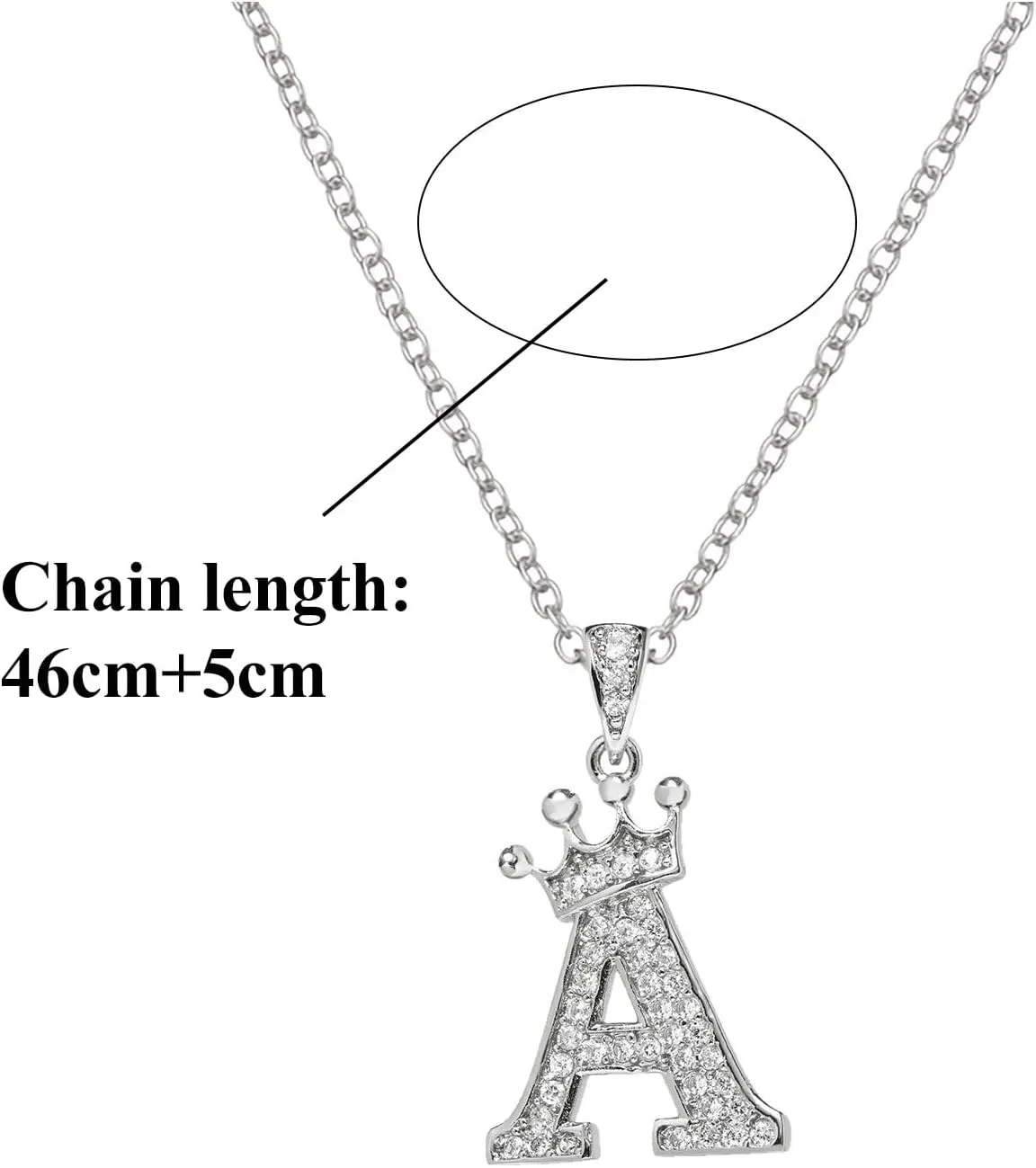 Y- Pendant Necklace Choker Necklaces for Women Crown 26 English Letters Full Diamond Pendant Necklace For Women